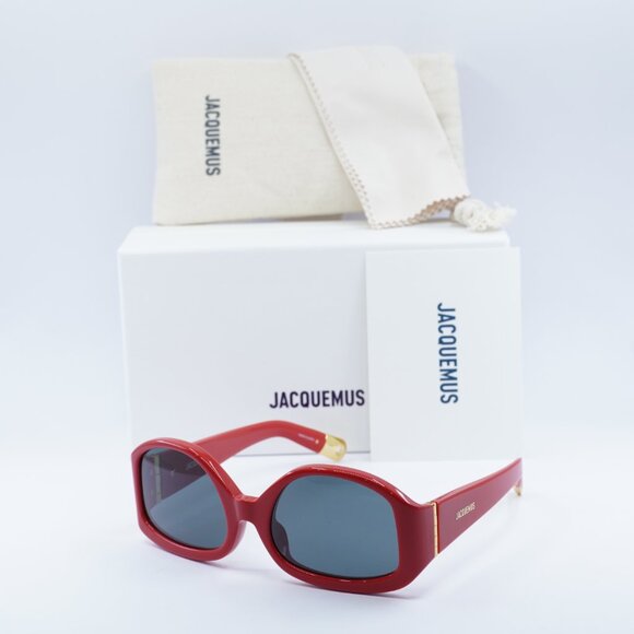 Jacquemus COLAPSO JAC/15 C2 Geometric Sunglasses - Red/Grey - Picture 8 of 11